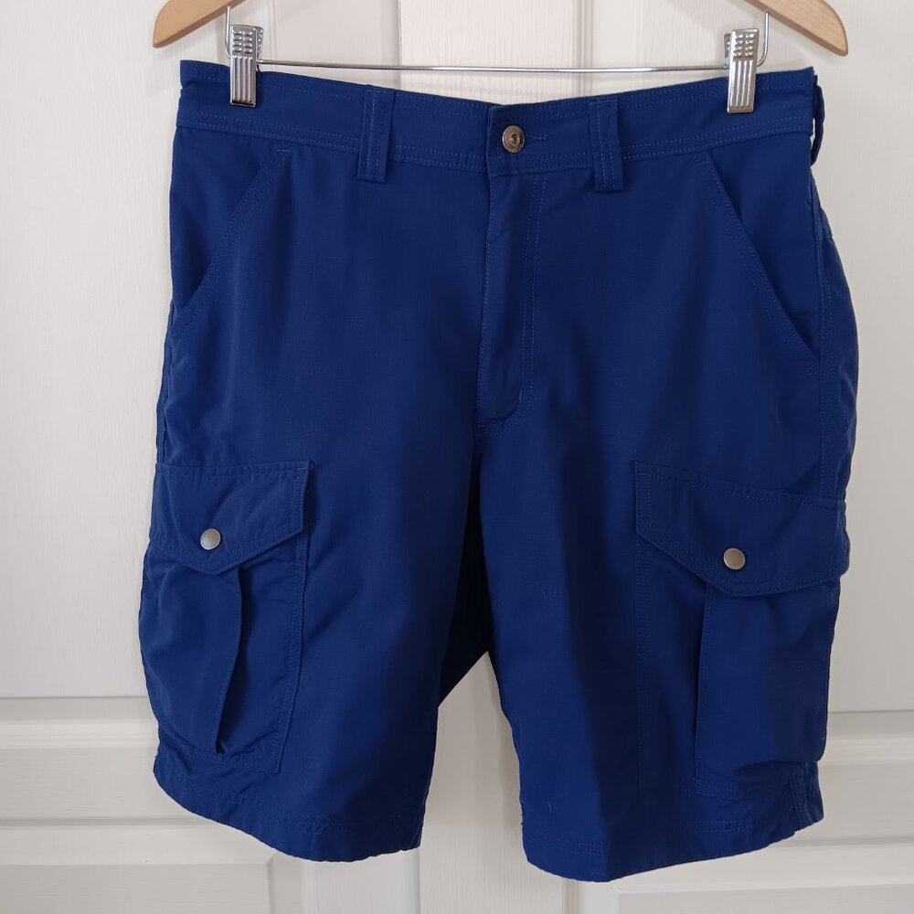 Duluth Men's Bering Blue Armachillo Cooling Relaxed Fit 11" Cargo Shorts Size 32